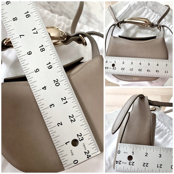 Chloe Kiss Bag in Motty Grey / Taupe with Gold Sculptural Hardware Small Bag - Picture 16 of 16